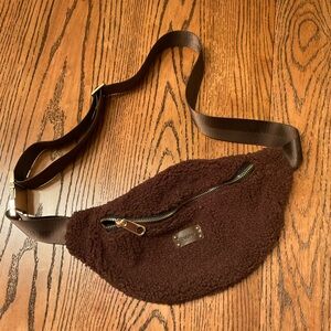BearPaw- Chocolate Sherpa Crossbody Bag with Gold details